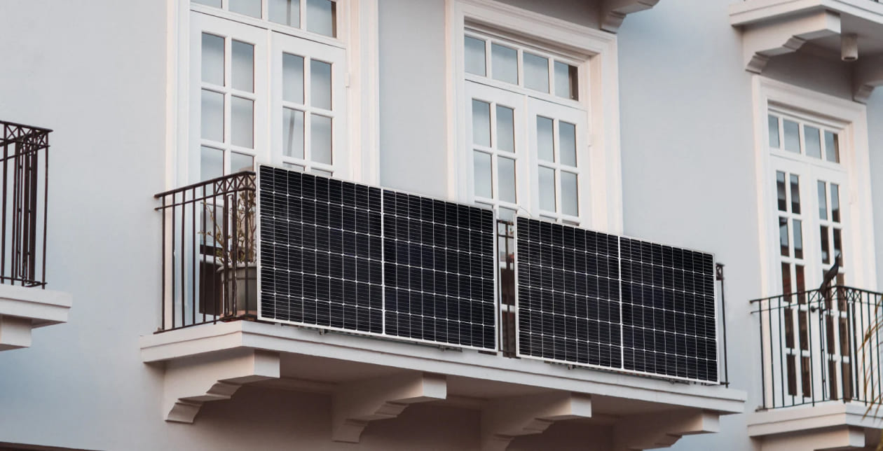 Balcony with solar panels