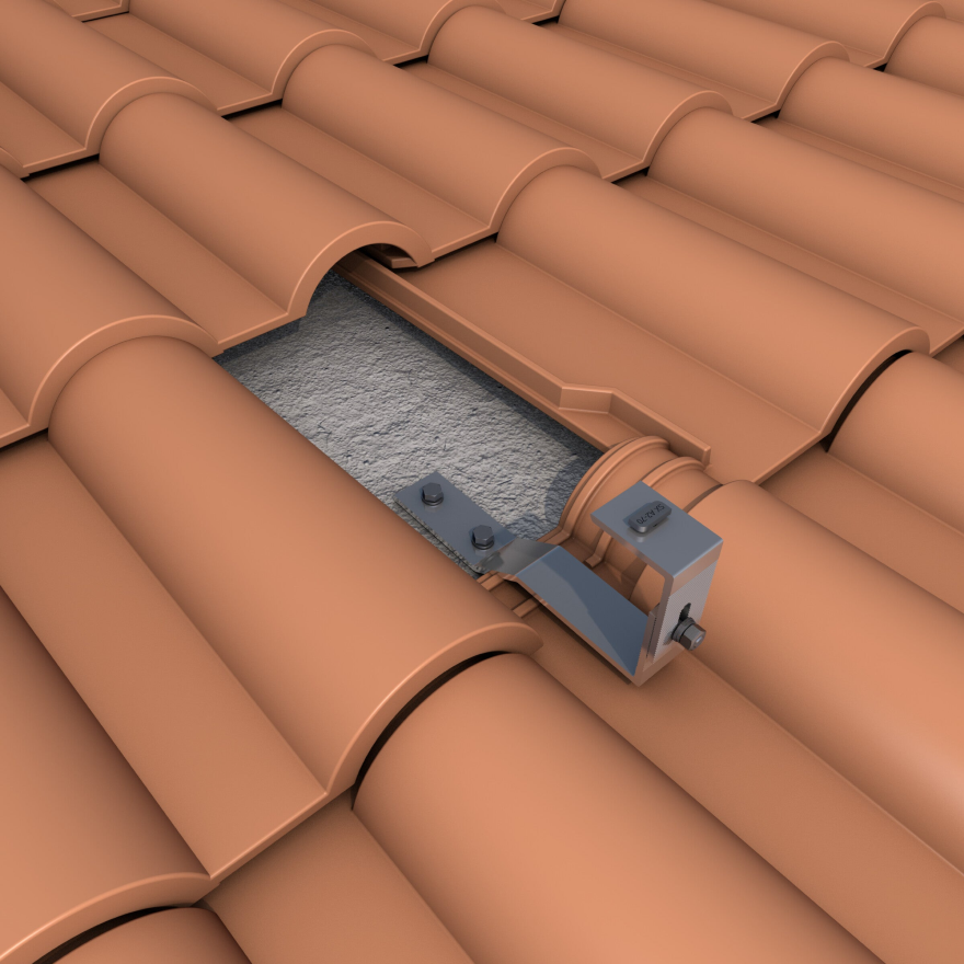 Tile roof solar kit mount tile hook