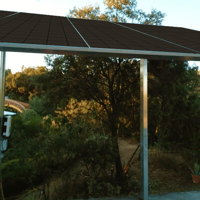 Pergola full black solar panel with 20 degree mount