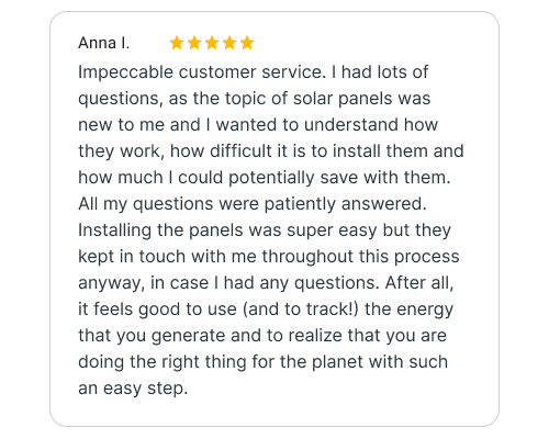 Positive review from Anna on Trustpilot and Google
