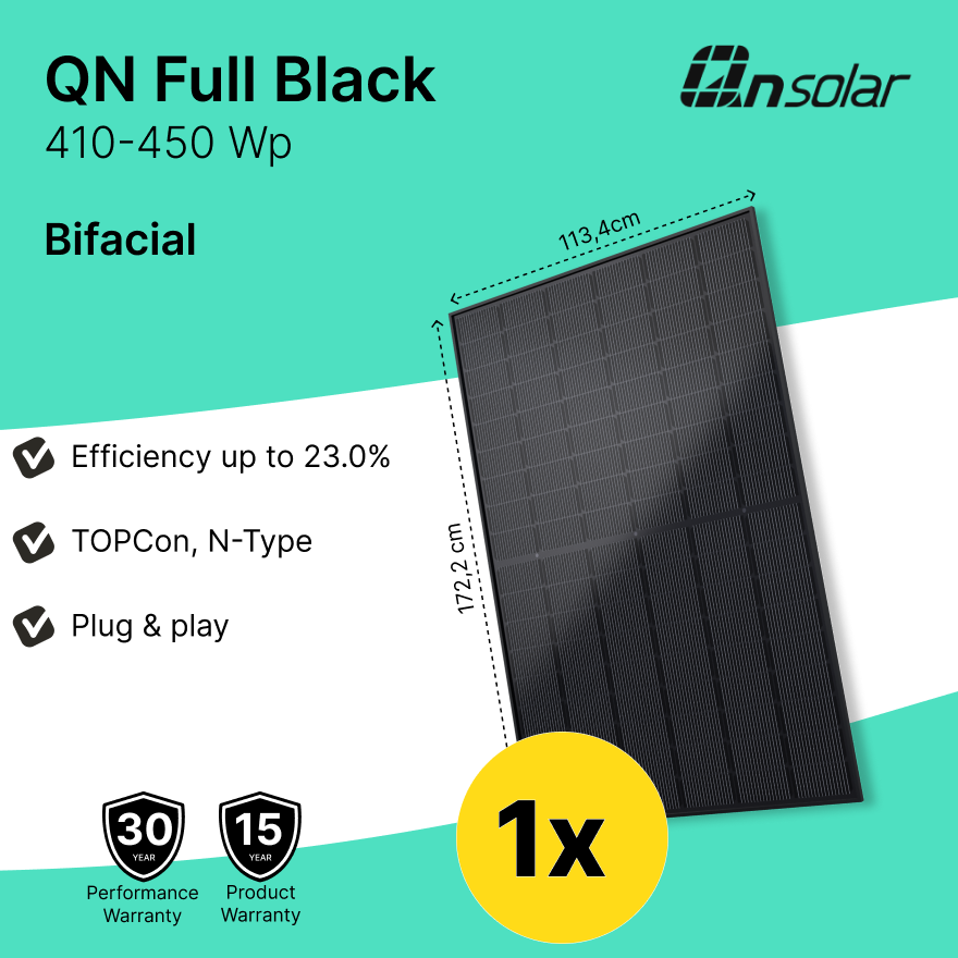 QN Solar Panel 1x Bifacial TOPCon N-Type
